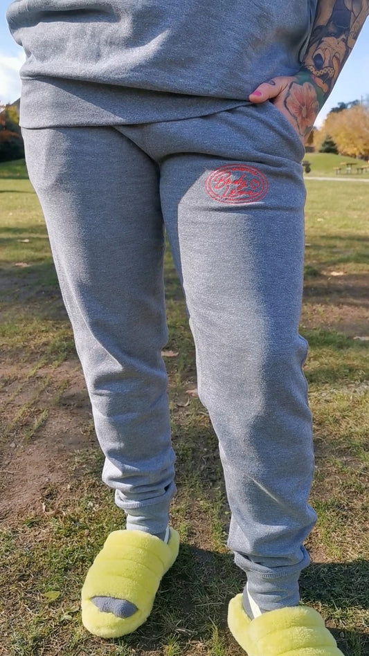 Embrace Body Love Logo Genderless Fleece Sweatpants- Embroidered, pink logo