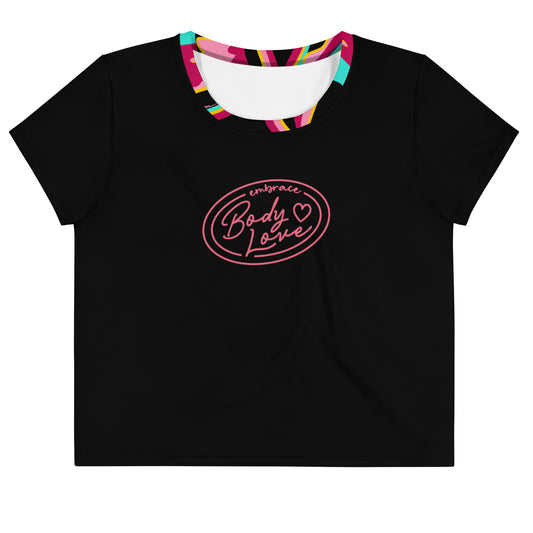Embrace Body Love Logo, Crop T-Tshirt- Pink Logo
