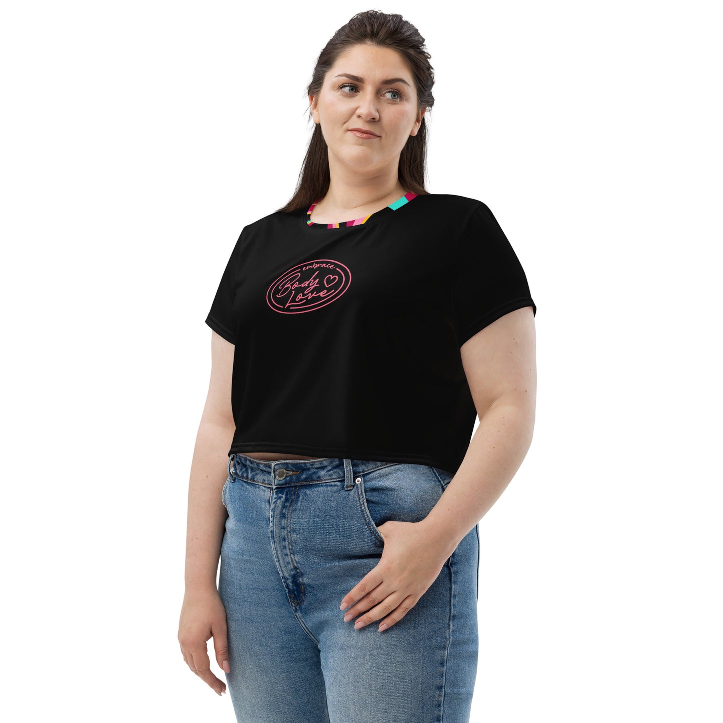 Embrace Body Love Logo, Crop T-Tshirt- Pink Logo