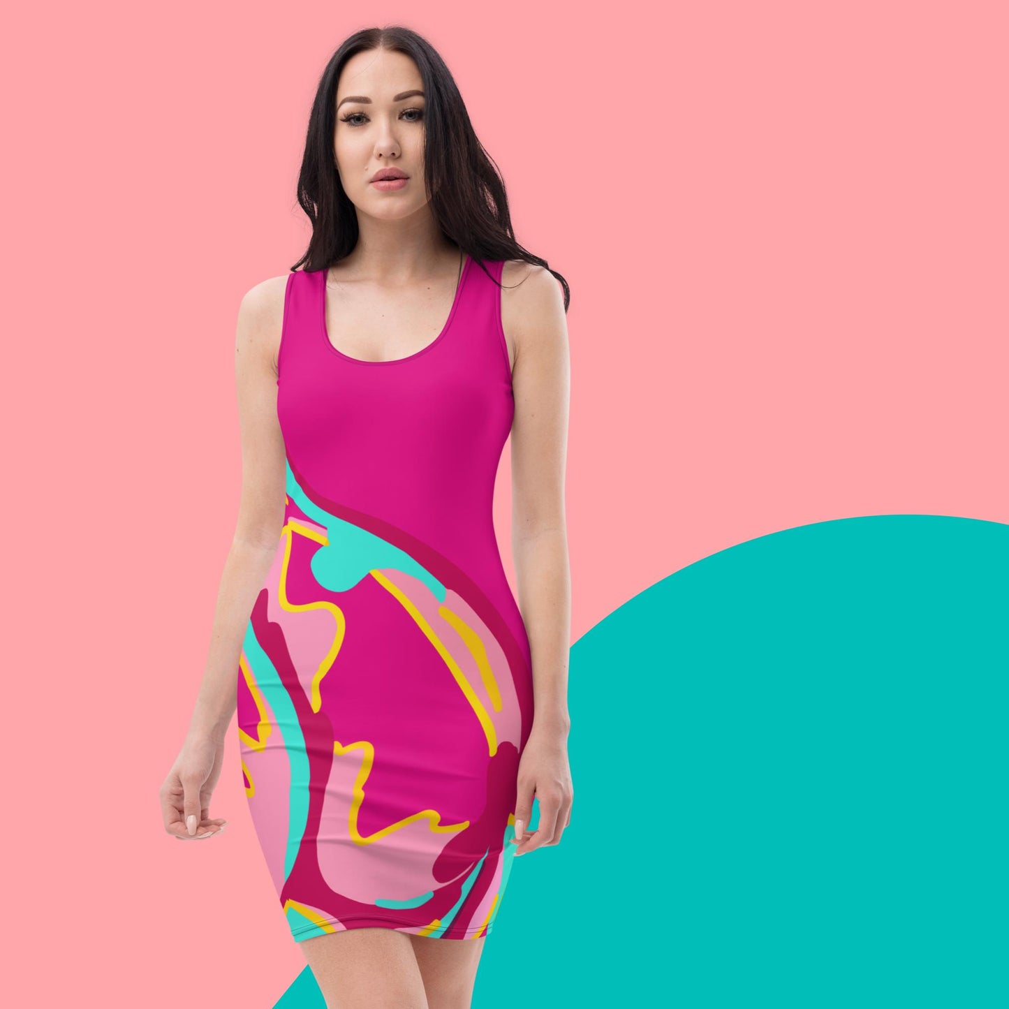 Embrace Body Love Dress, Fitted- Hot Pink