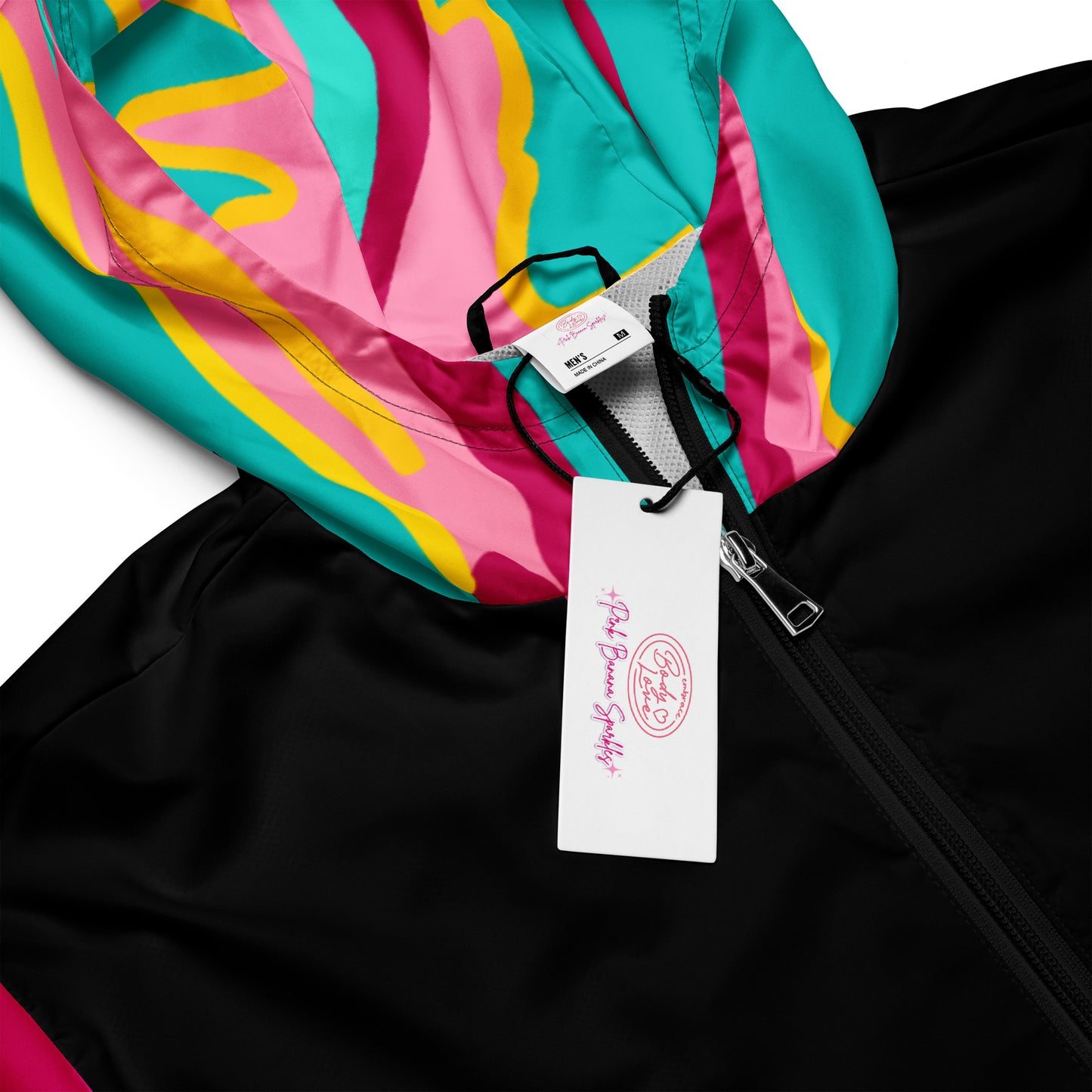 Body Love "New Classic" Windbreaker, Full-zip- Hot Pink Sleeves