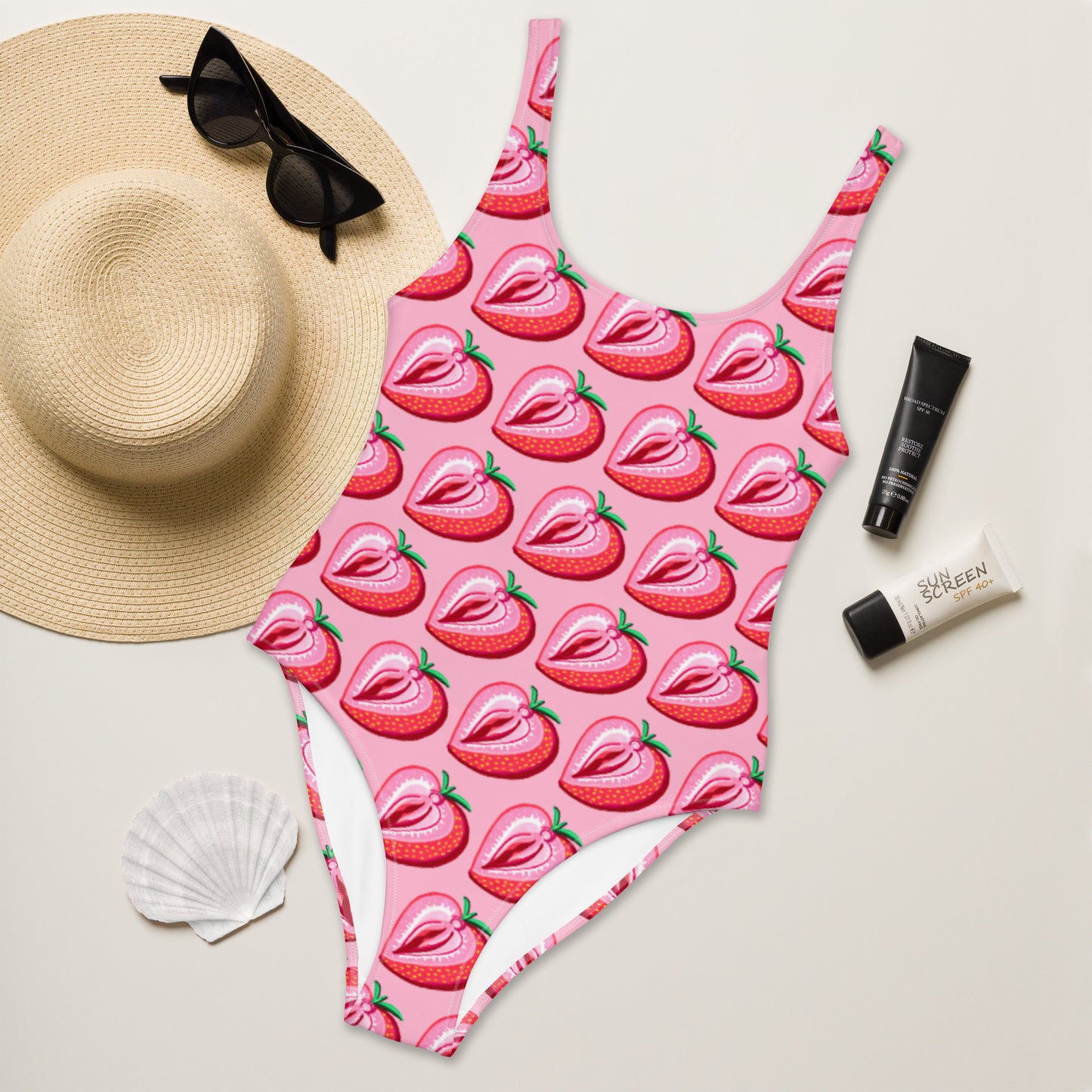 Strawberry Vulva- One-Piece Swimsuit (pink)