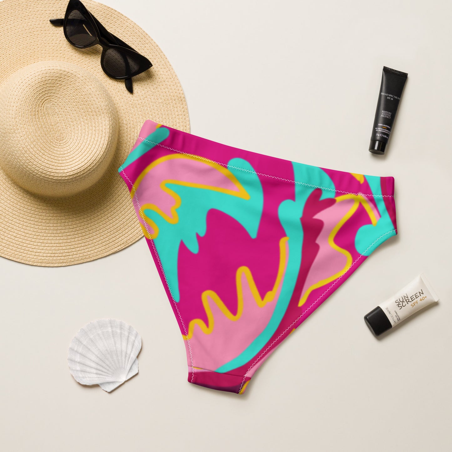 Embrace Body Love High-Waisted Bikini Separates- Bottom, Pink (Recycled)