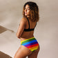 Anxious Shark Rainbow Pride Flag, High Waisted Bikini