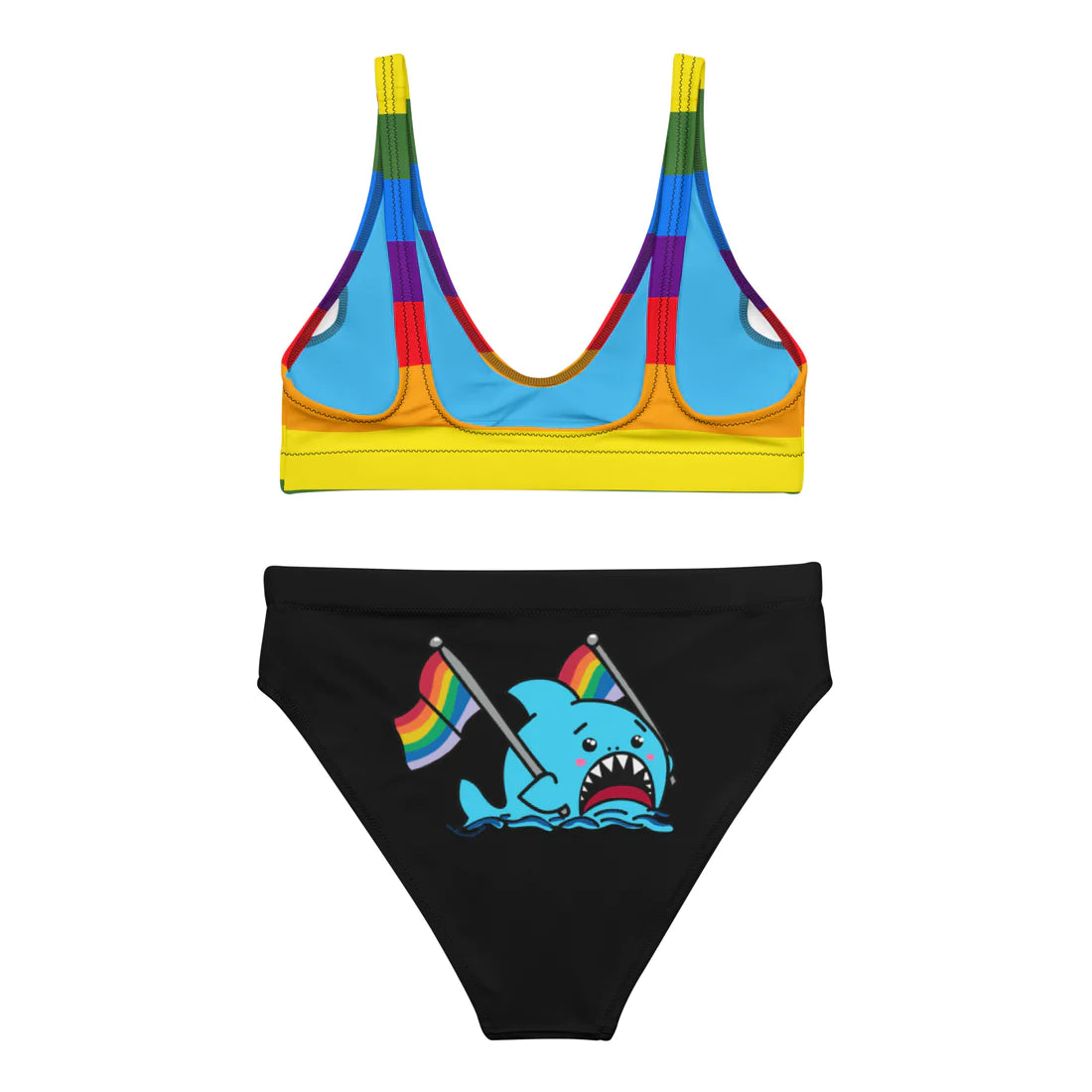 Anxious Shark Rainbow Pride Flag- High Waisted Bikini