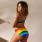 Anxious Shark Rainbow Pride Flag- High-waisted bikini (recycled)