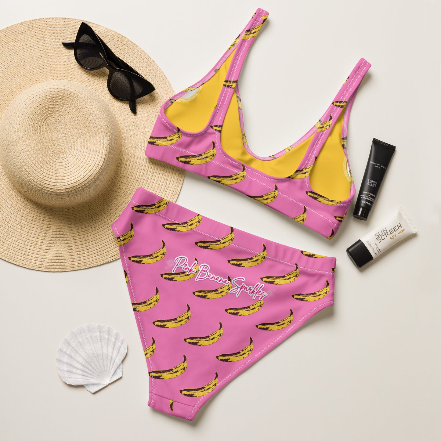 Pink Banana High-waisted Bikini (recycled)