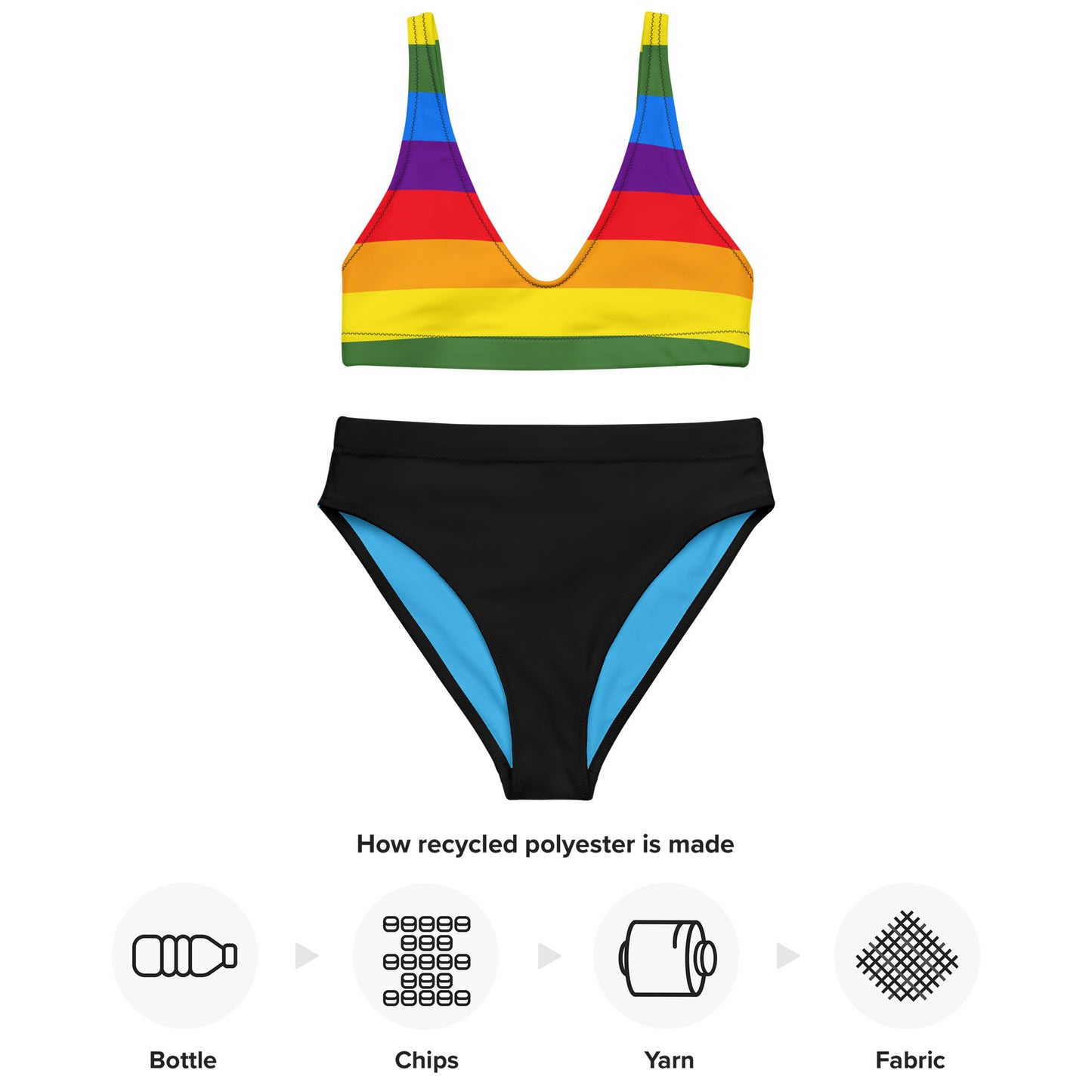 Anxious Shark Rainbow Pride Flag- High Waisted Bikini