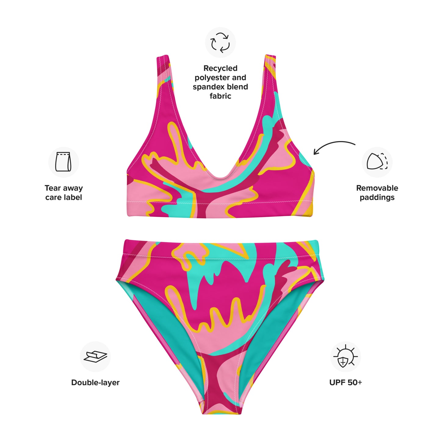 Embrace Body Love High-Waisted Bikini- Hot Pink (Recycled)