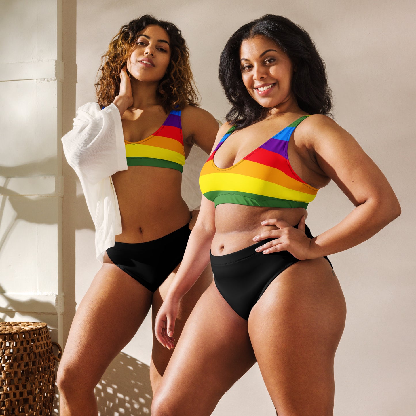 Anxious Shark Rainbow Pride Flag- High Waisted Bikini