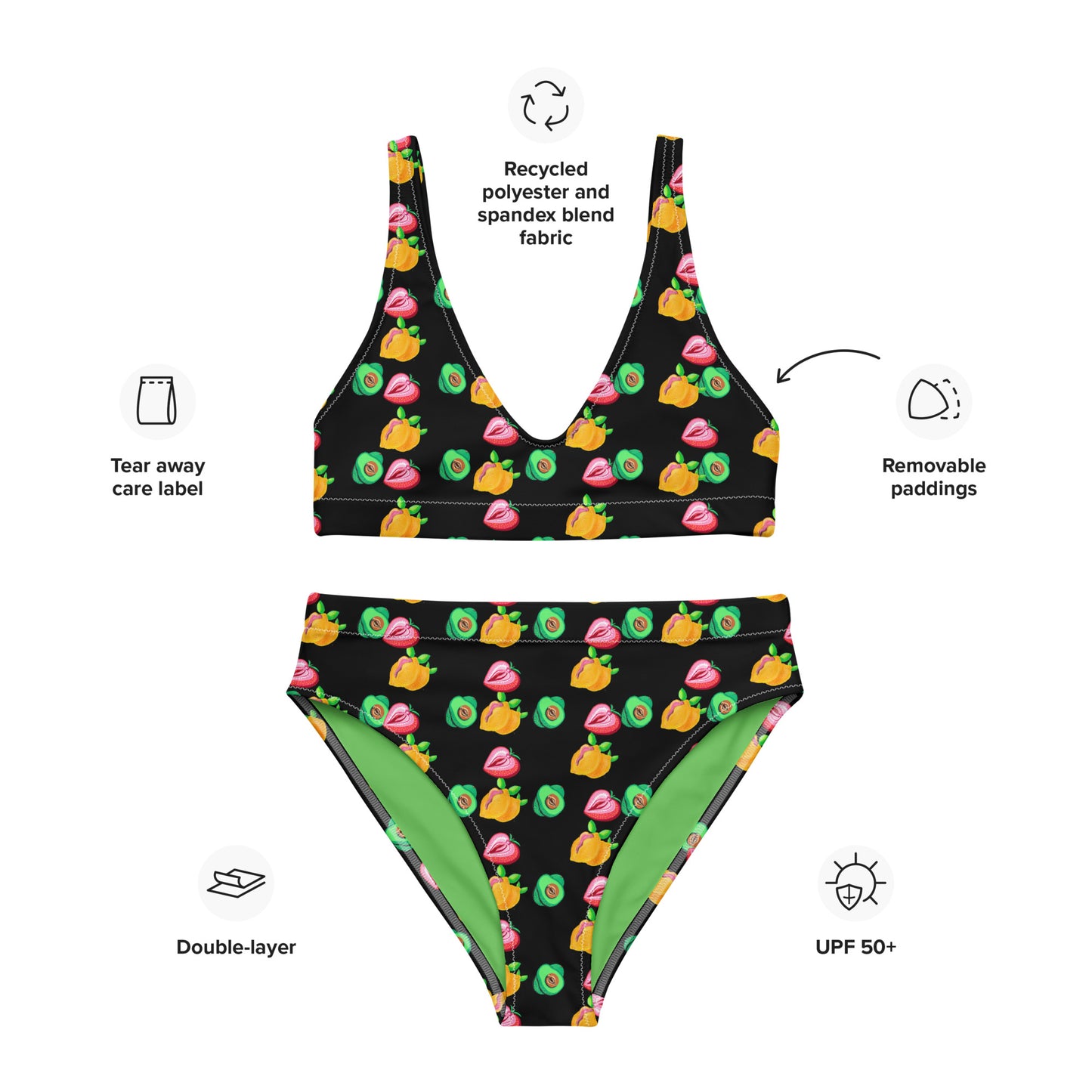 Eat Good Food- Food Vulvas, High-Waisted Bikini (Recycled)