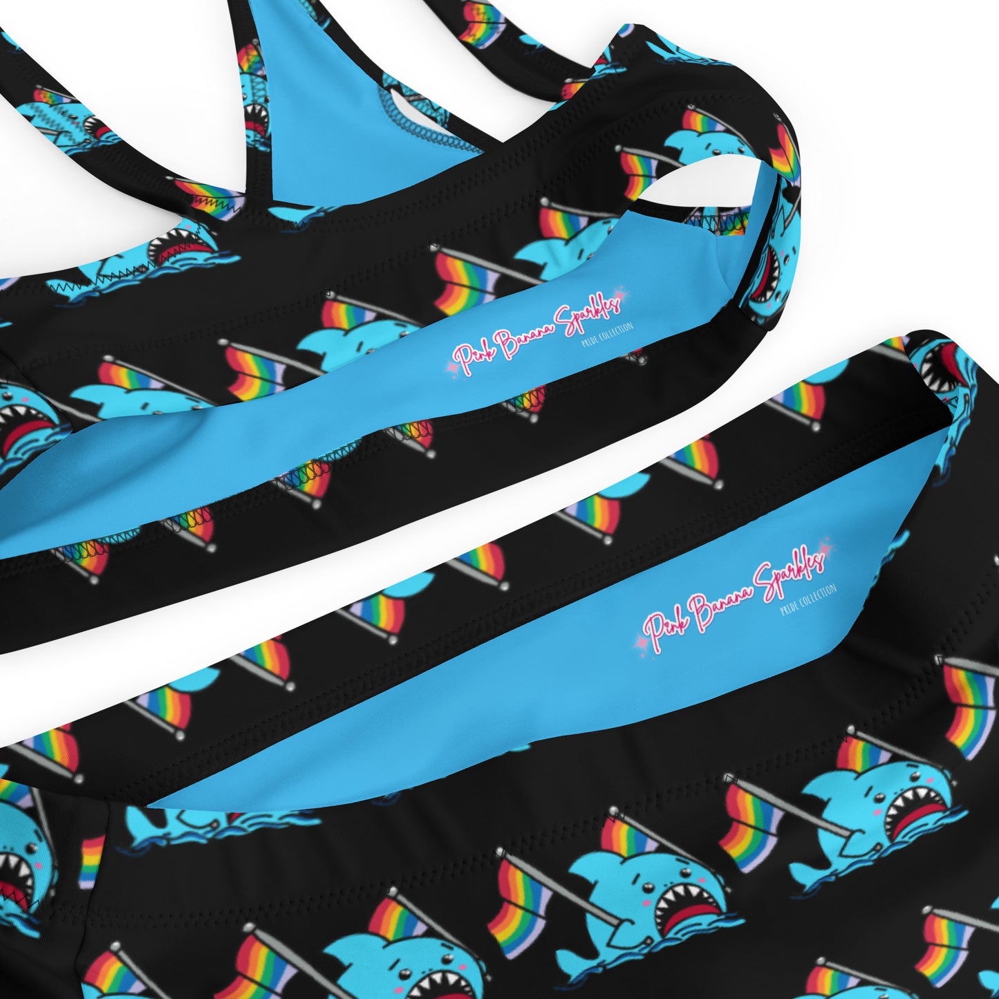 Anxious Shark Rainbow Pride Flag- High-Waisted Bikini