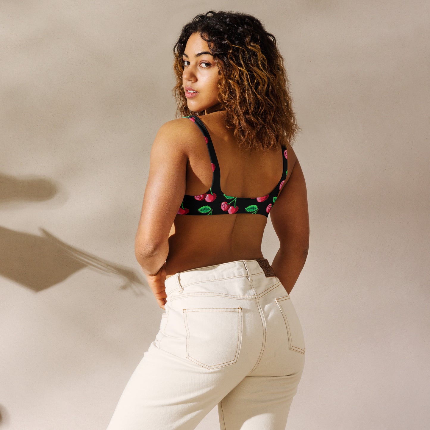 "Cherry On Top" Cherry Vulva- Bikini Separates, Top (Black) (Recycled)