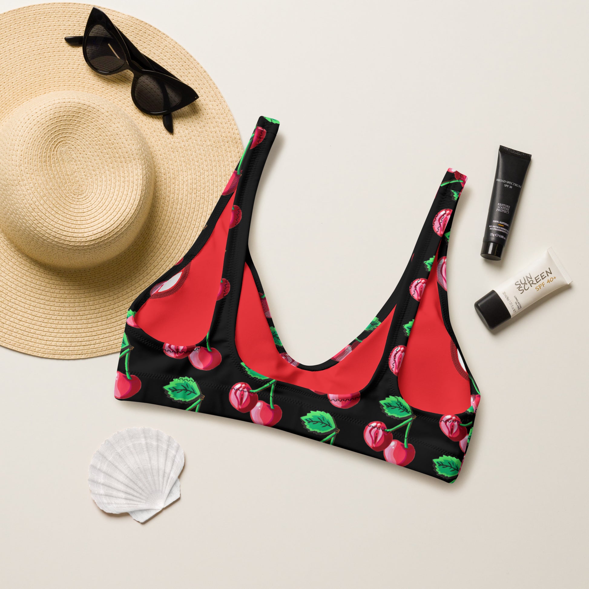 Cherry on Top Cherry Vulva- One-Piece Swimsuit, Black – pinkbananasparkles