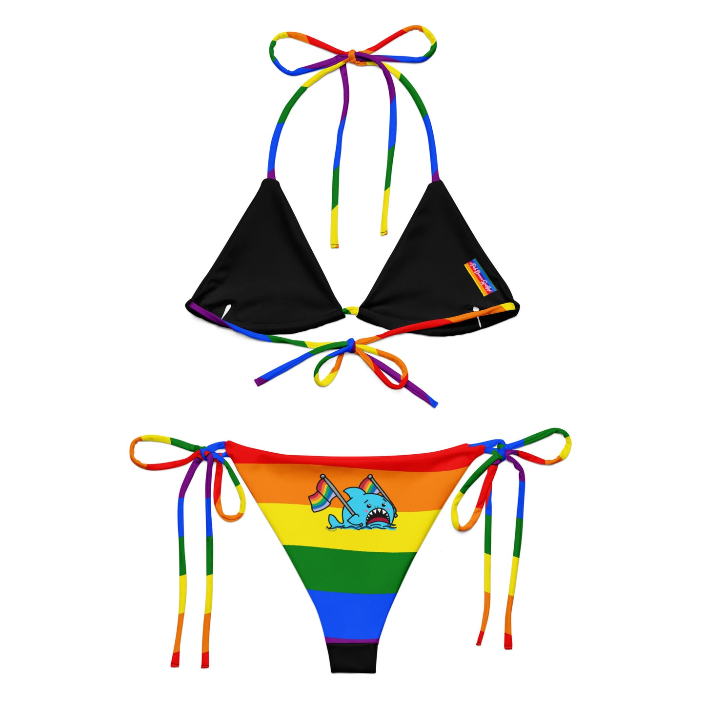Anxious Shark Rainbow Pride Flag- String Bikini (Recycled)