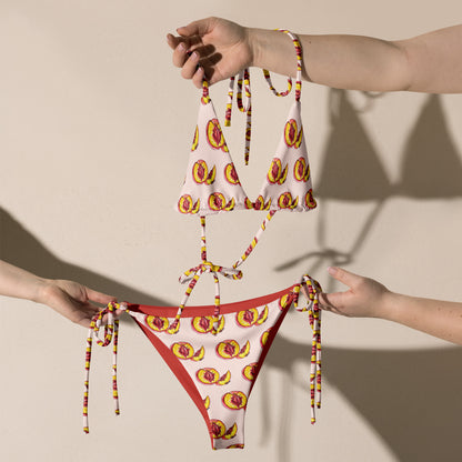 "Peachy Queen" Peach Vulva- String bikini (recycled)