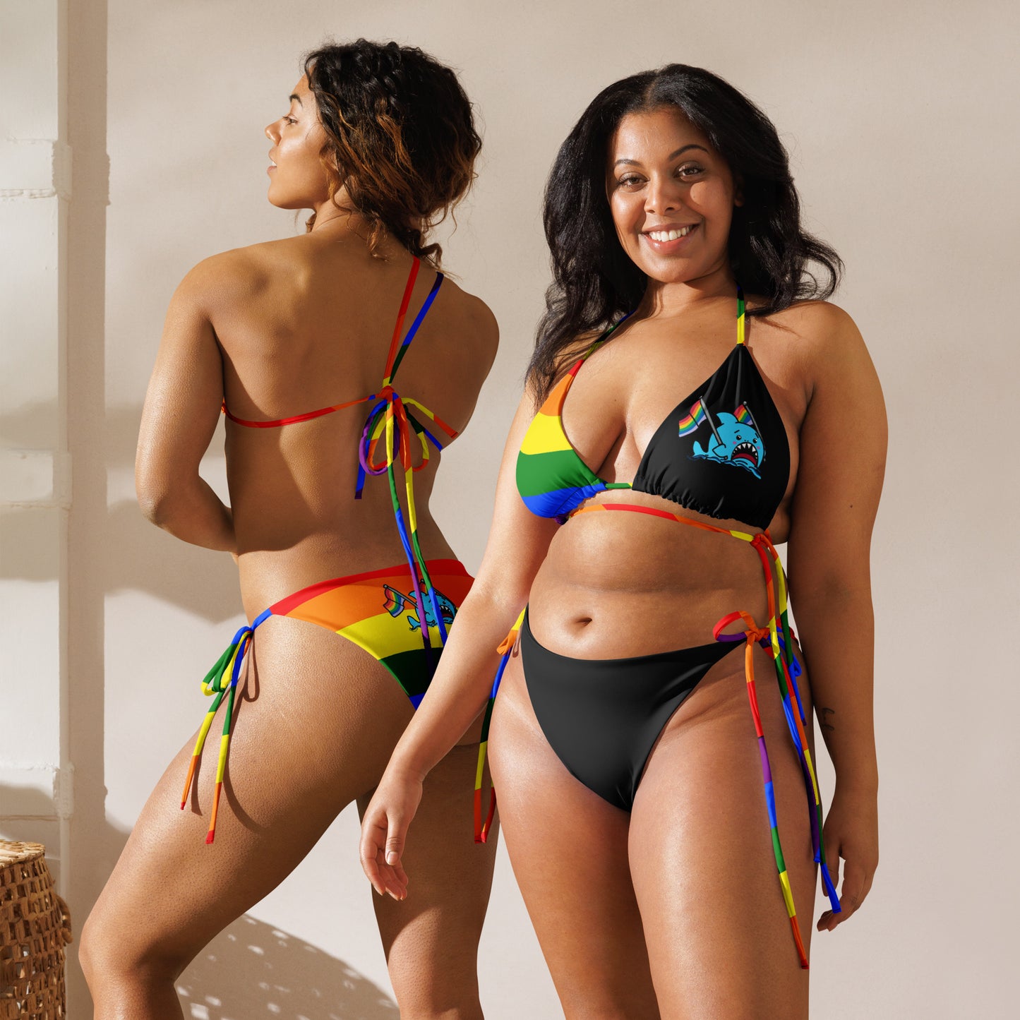 Anxious Shark Rainbow Pride Flag- String Bikini (Recycled)