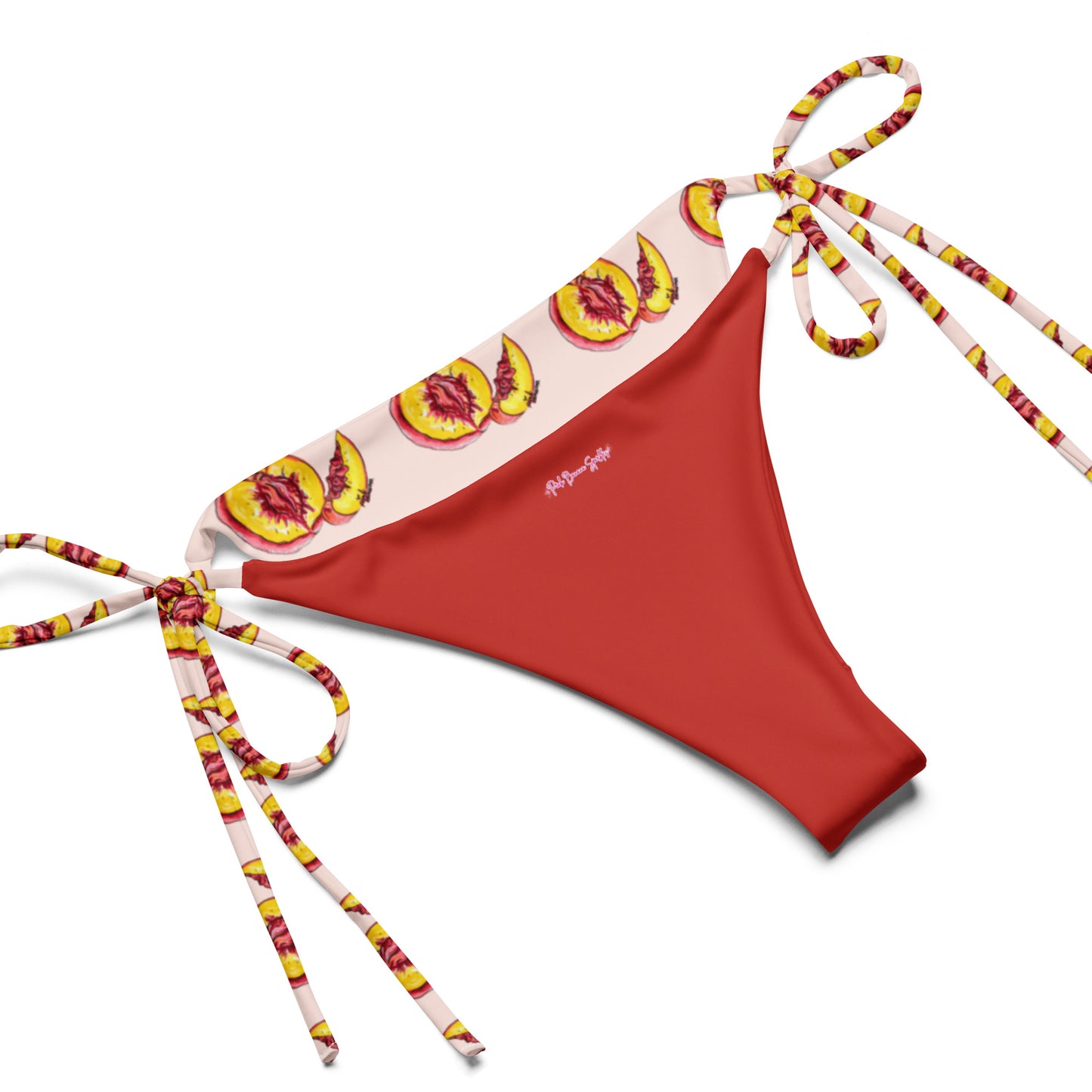 "Peachy Queen" Peach Vulva- String bikini (recycled)