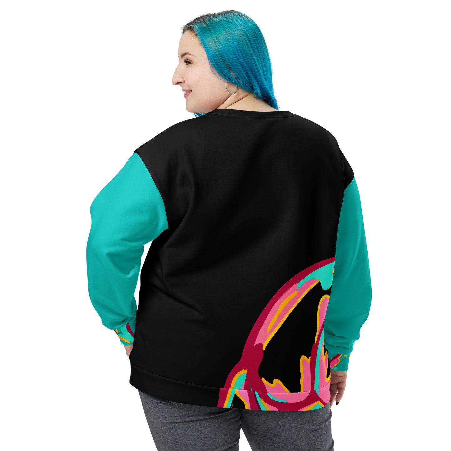 Body Love "New Classic" Sweatshirt, Crewneck- Teal Sleeves