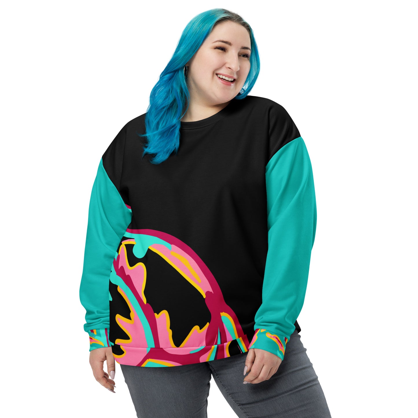 Body Love "New Classic" Sweatshirt, Crewneck- Teal Sleeves