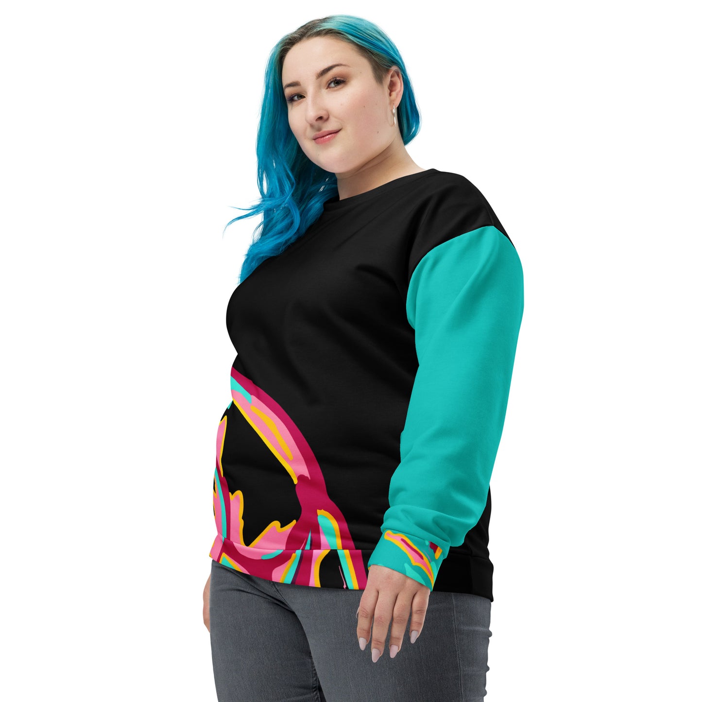 Body Love "New Classic" Sweatshirt, Crewneck- Teal Sleeves