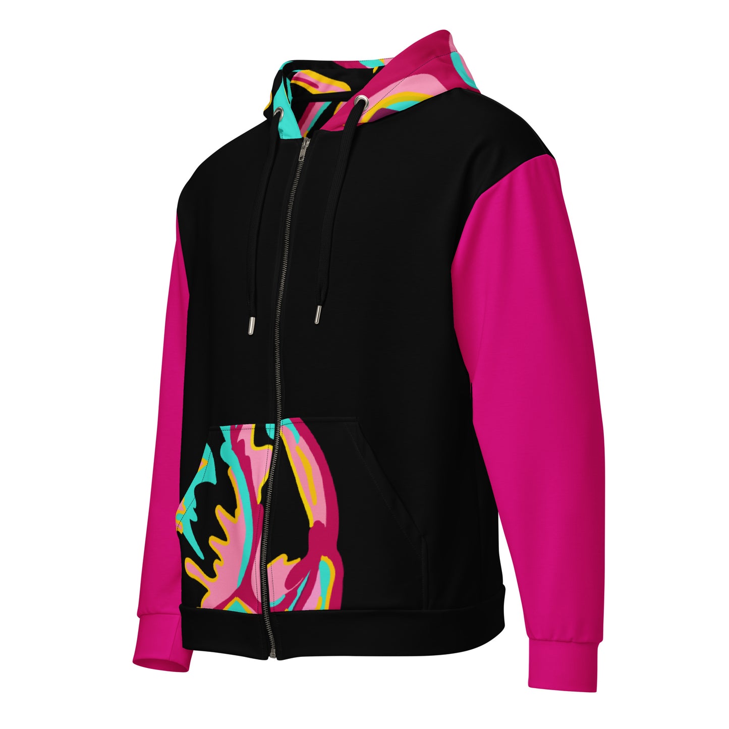 Body Love "New Classic" Zip hoodie- Genderless, Pink Sleeves (Recycled)