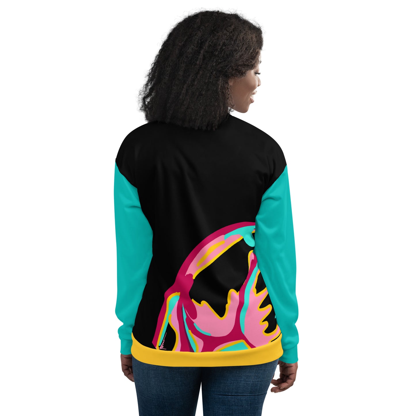 Body Love "New Classic" Bomber Jacket- Genderless, Teal Sleeves