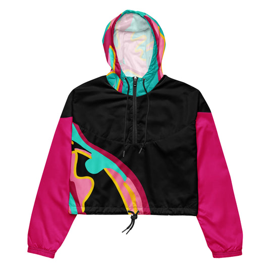 Body Love "New Classic" Cropped Windbreaker- Hot Pink Sleeves