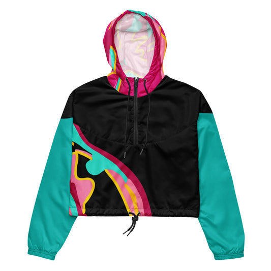 Body Love "New Classic" Cropped Windbreaker- Teal Sleeves