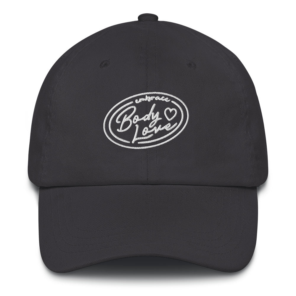 Embrace Body Love Logo, "Dad" Baseball Hat- White logo