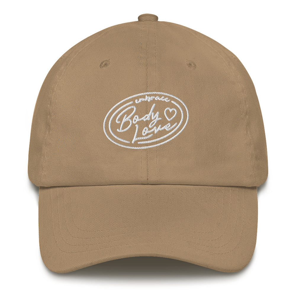 Embrace Body Love Logo, "Dad" Baseball Hat- White logo