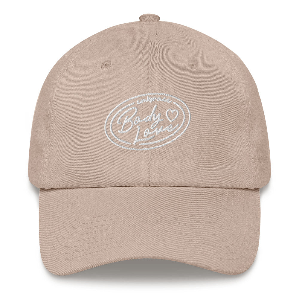 Embrace Body Love Logo, "Dad" Baseball Hat- White logo