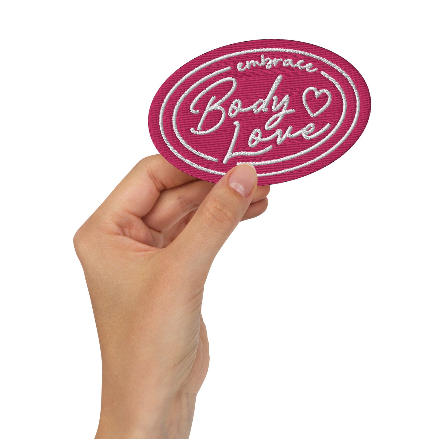 Embrace Body Love Logo, Embroidered Patch- Pink/White Logo
