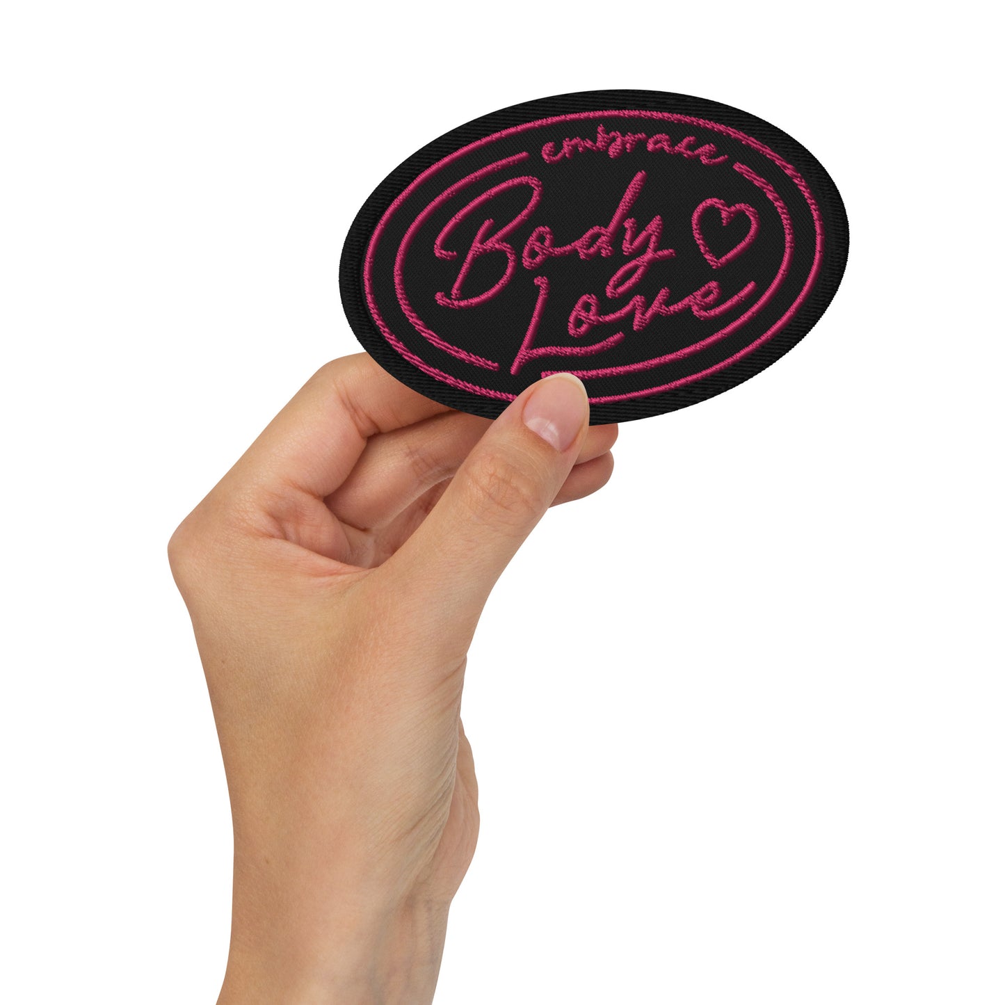 Embrace Body Love Logo, Embroidered patch- Black/Pink Logo