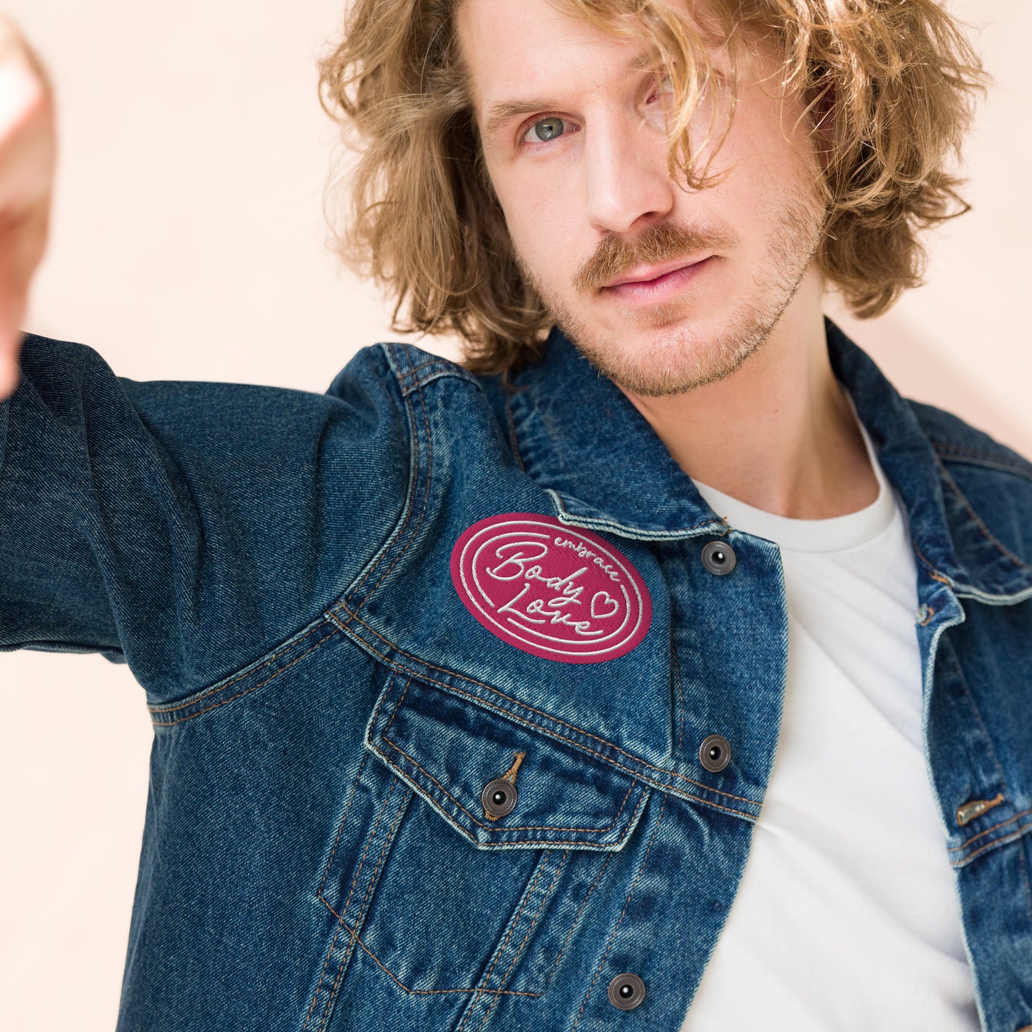 Embrace Body Love Logo, Embroidered Patch- Pink/White Logo
