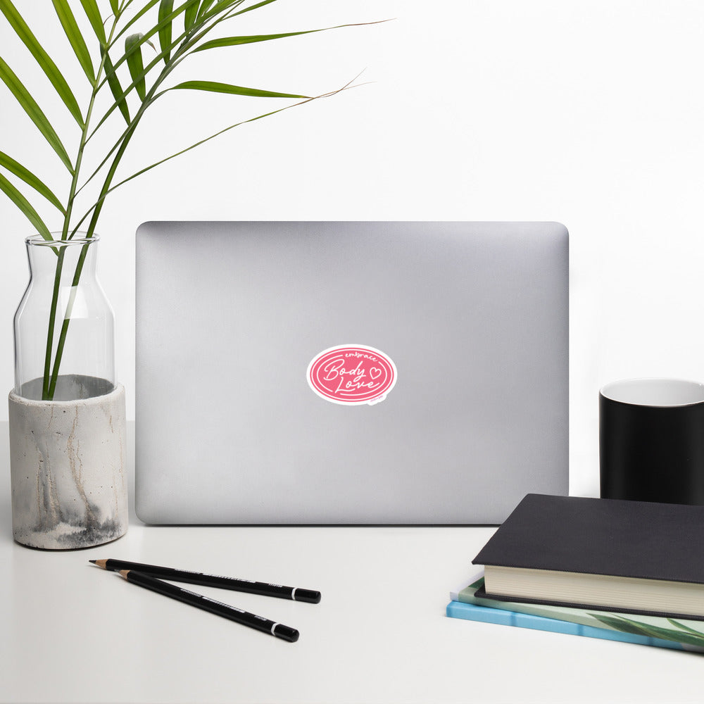 Embrace Body Love Logo- Bubble-free stickers, Pink Logo