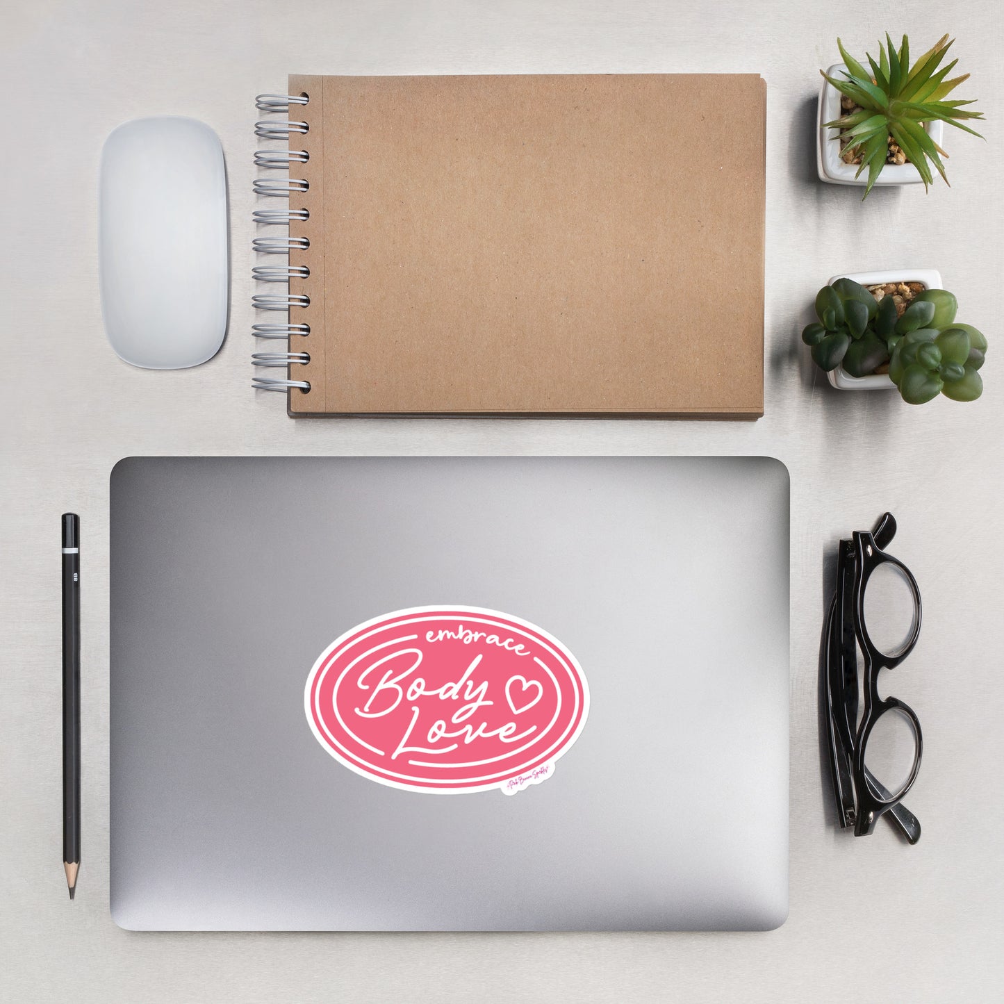 Embrace Body Love Logo- Bubble-free stickers, Pink Logo