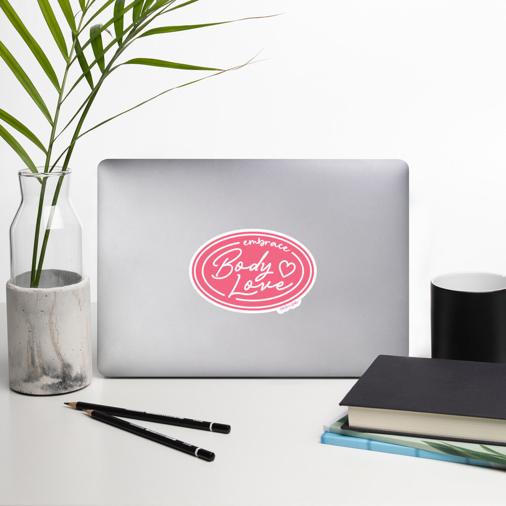 Embrace Body Love Logo- Bubble-free stickers, Pink Logo