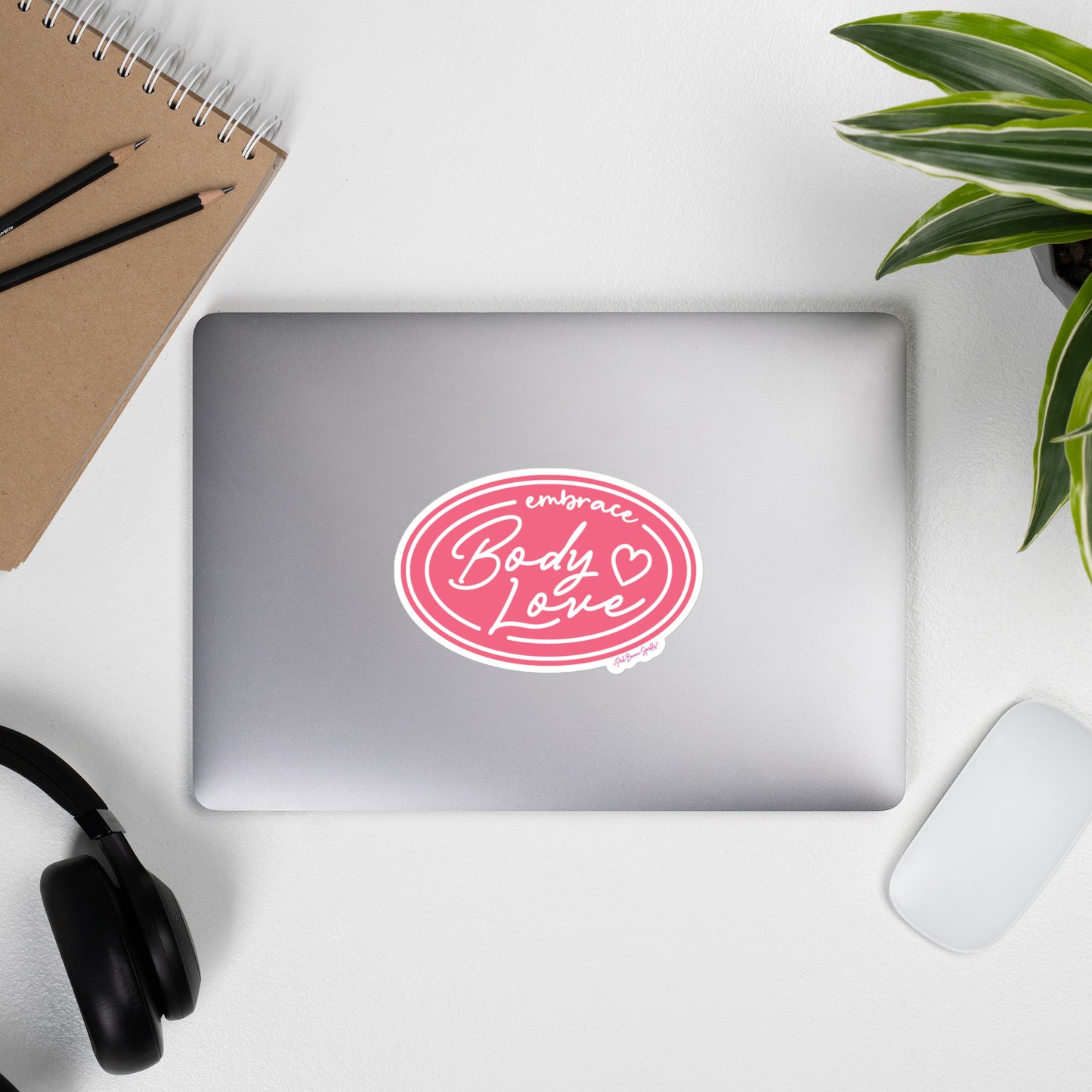 Embrace Body Love Logo- Bubble-free stickers, Pink Logo
