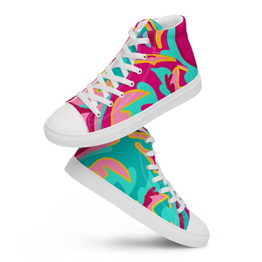 Embrace Body Love High Top Canvas Shoes- Split Colour, Hot Pink/Teal (Men's Sizing)