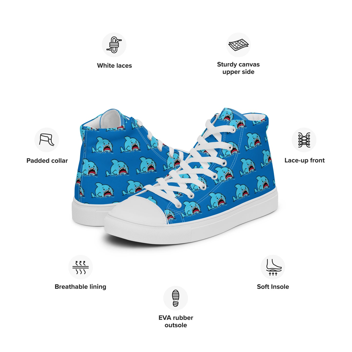 Anxious Shark high top canvas shoes (Men's Sizing)
