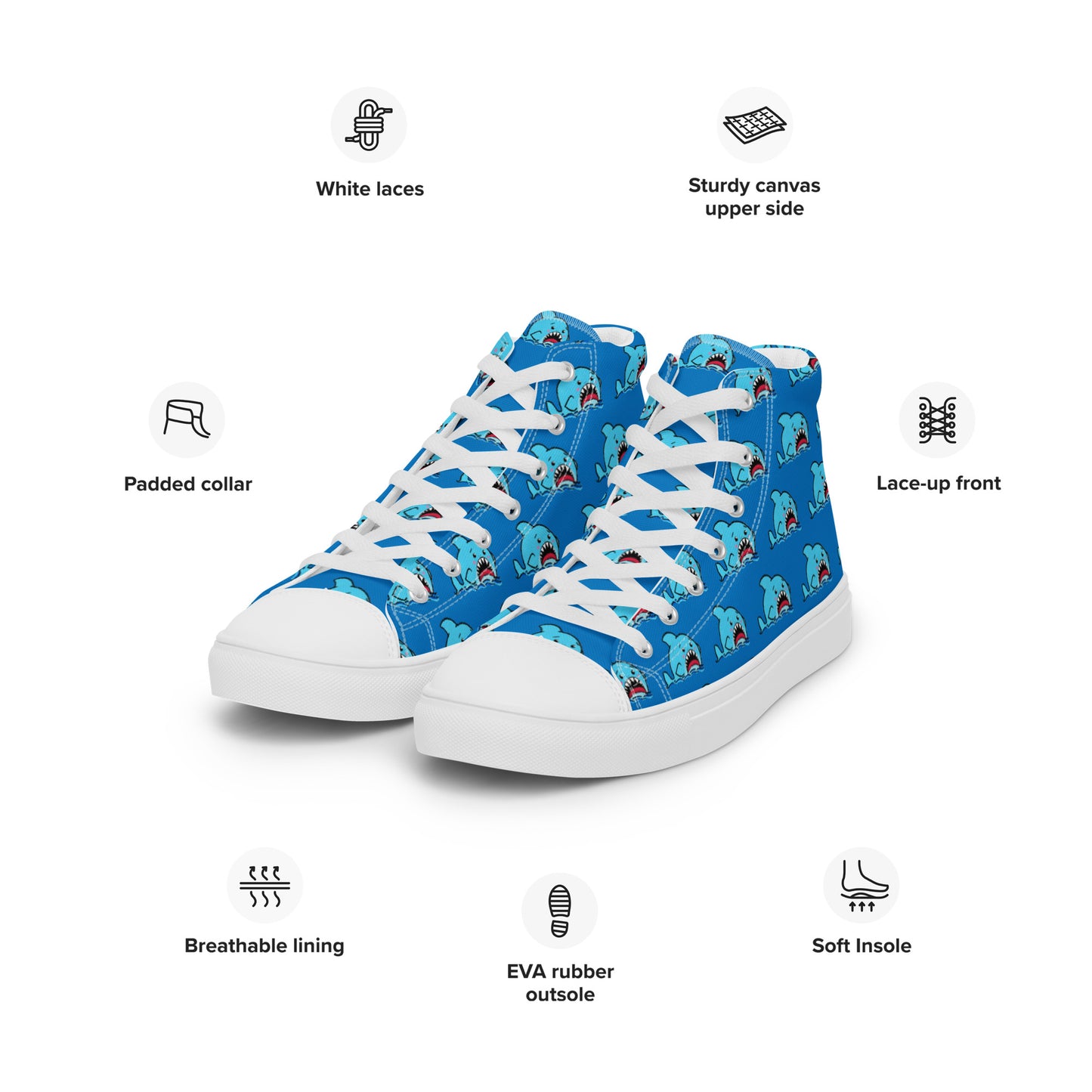Anxious Shark high top canvas shoes (Men's Sizing)
