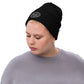 Embrace Body Love Logo, Ribbed knit beanie- White logo