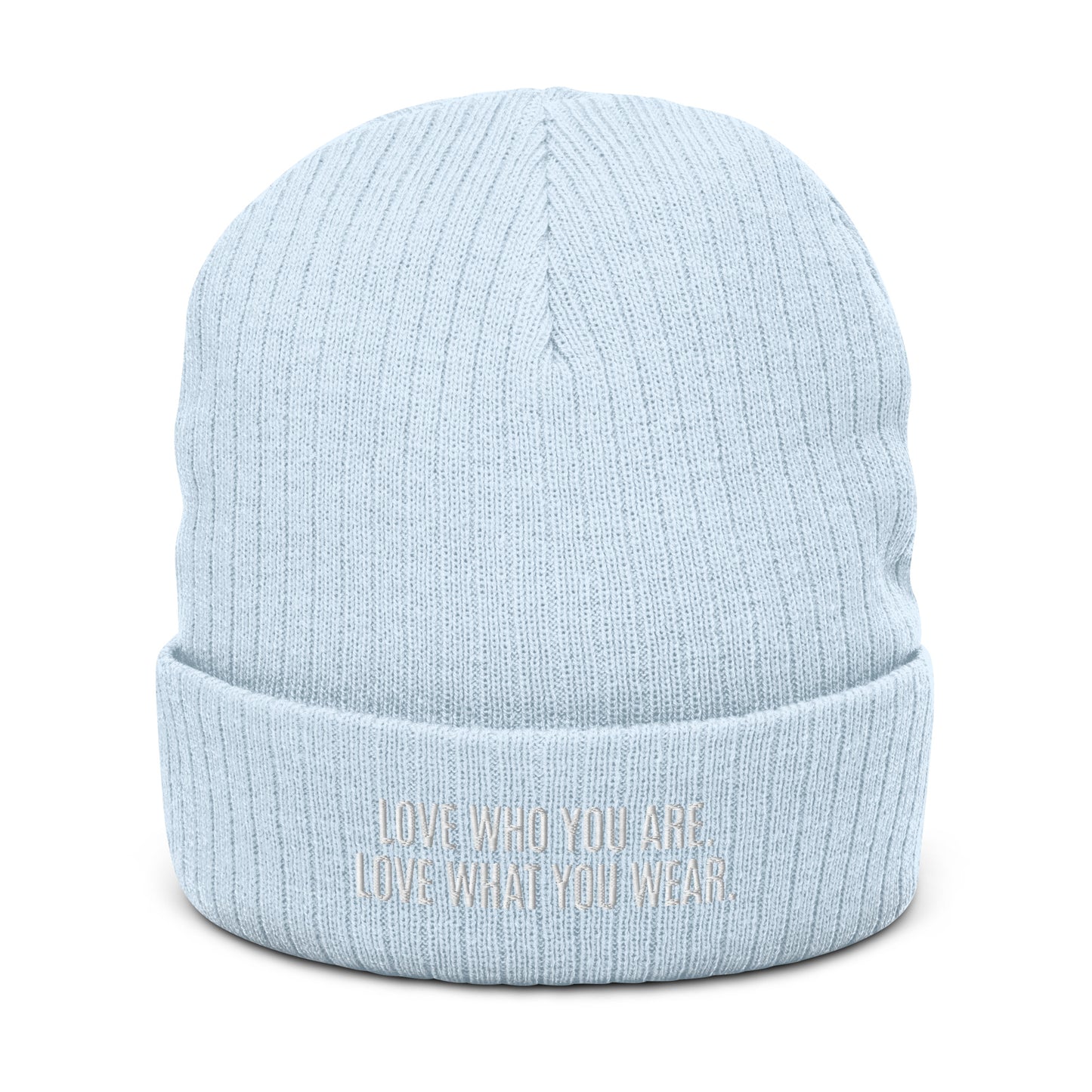 "Love Who You Are" Ribbed Knit Beanie (Embrace Body Love)