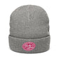 Embrace Body Love Logo, Ribbed knit beanie- Pink Logo