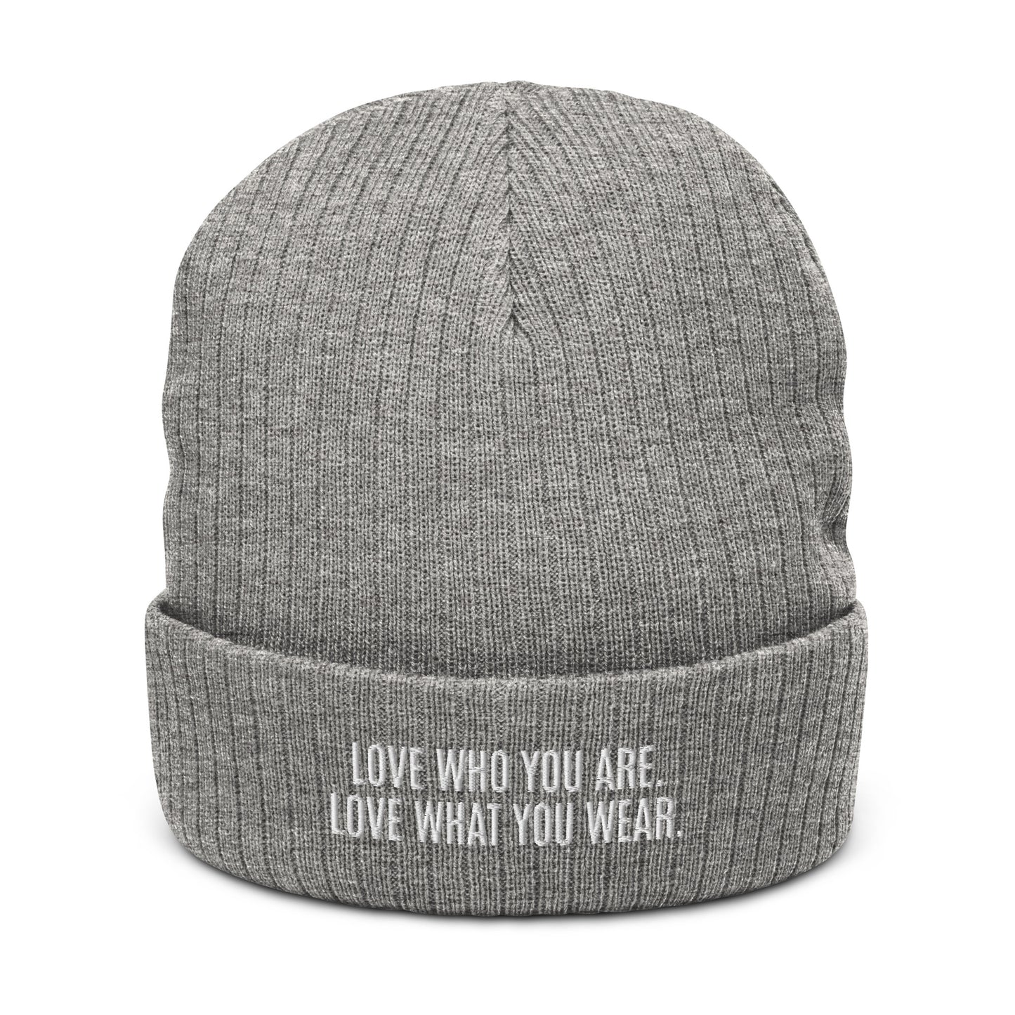 "Love Who You Are" Ribbed Knit Beanie (Embrace Body Love)