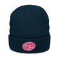 Embrace Body Love Logo, Ribbed knit beanie- Pink Logo