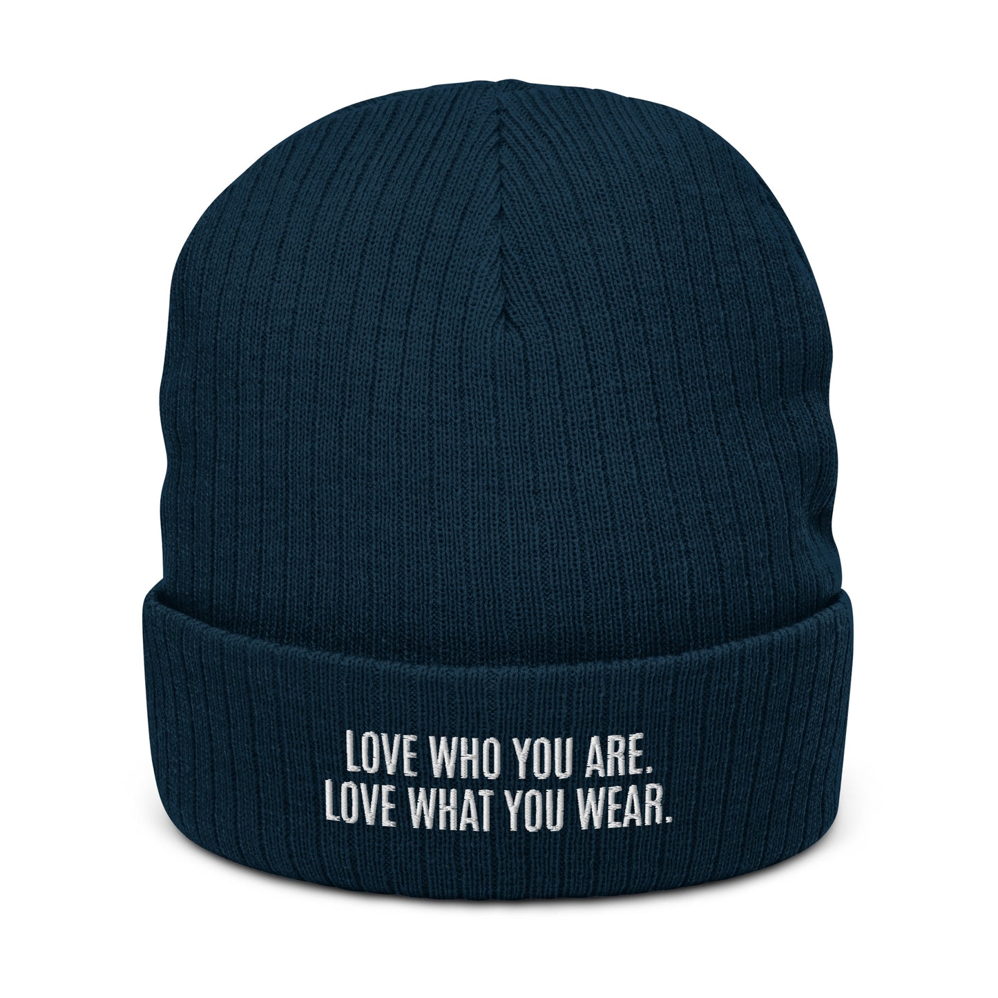 "Love Who You Are" Ribbed Knit Beanie (Embrace Body Love)