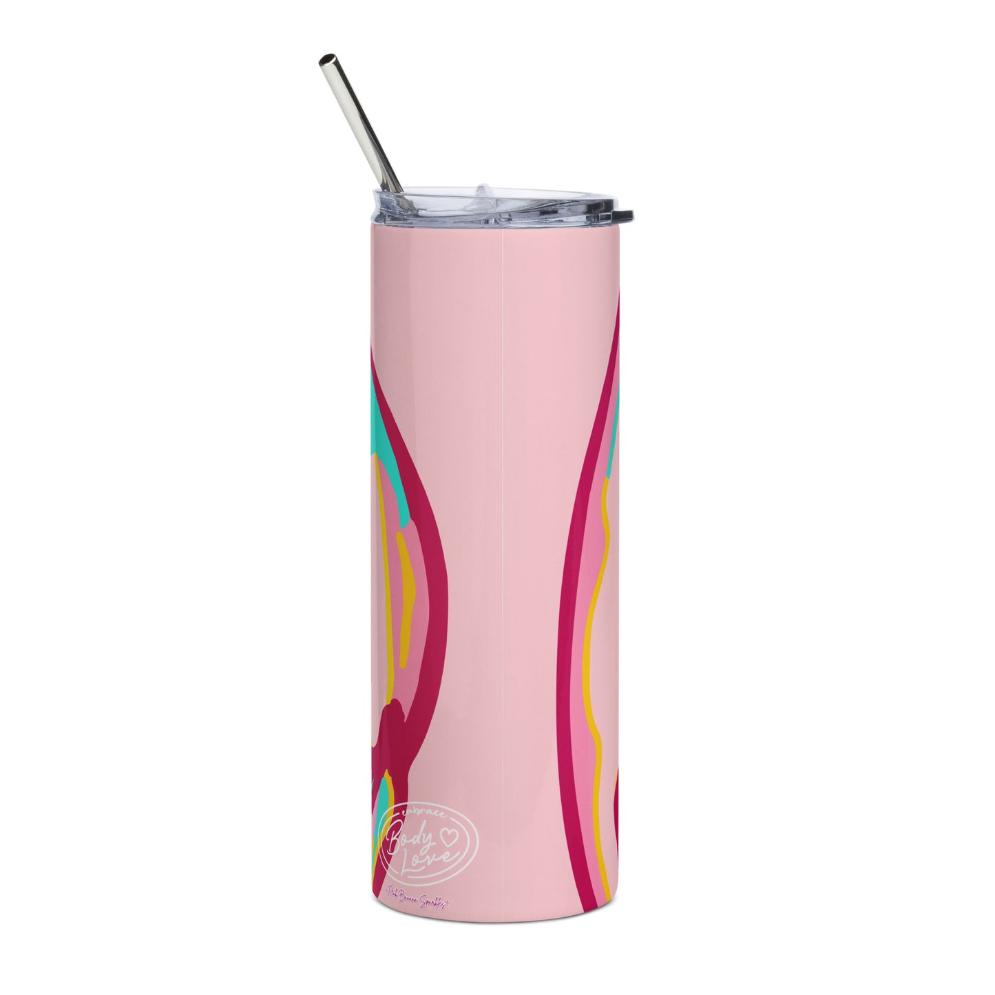 Embrace Body Love Stainless Steel Tumbler, 20oz- Light Pink