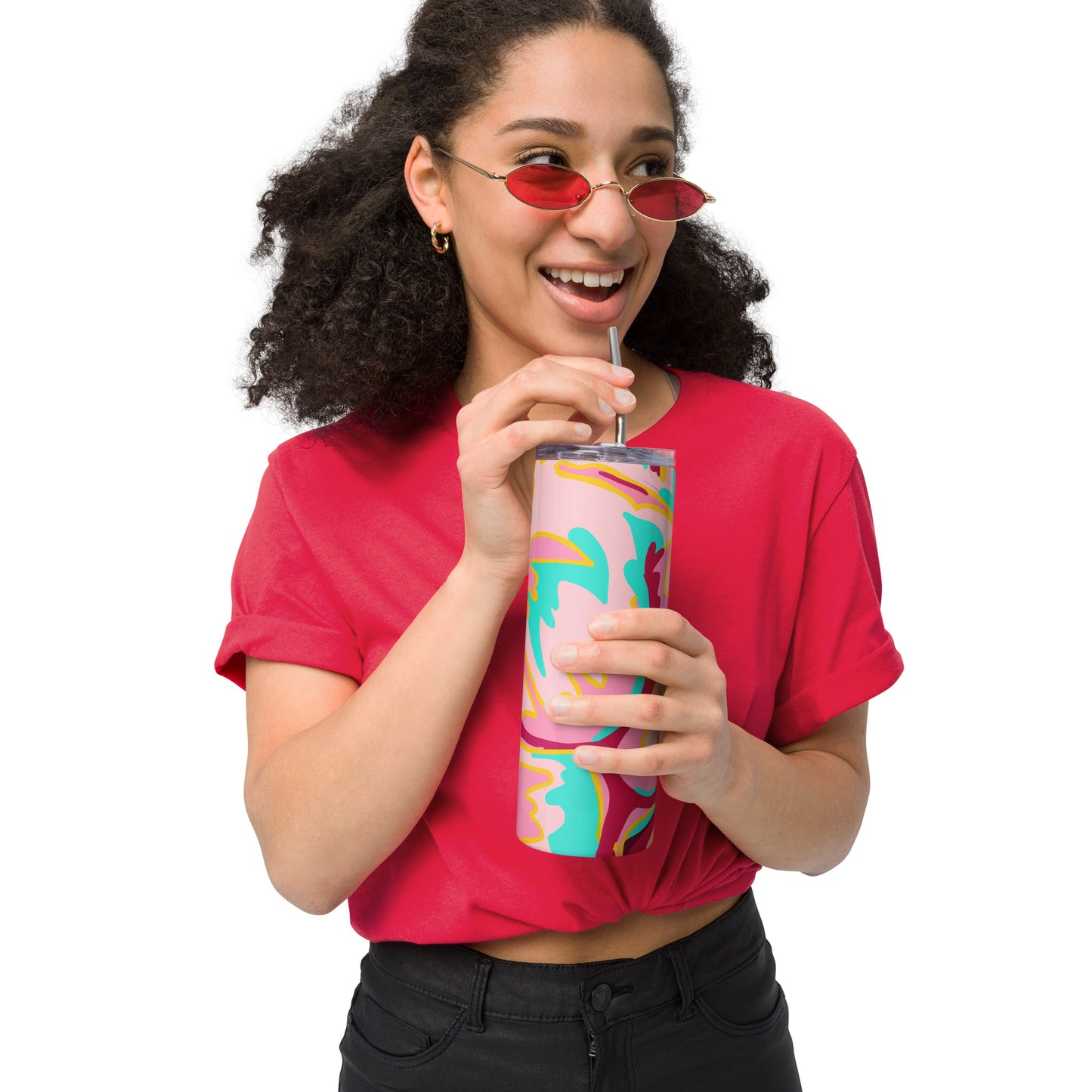 Embrace Body Love Stainless Steel Tumbler, 20oz- Light Pink